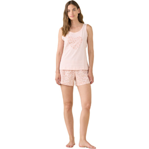 Pigiama donna in cotone top spalla larga e pantalone corto articolo animalier Noidinotte