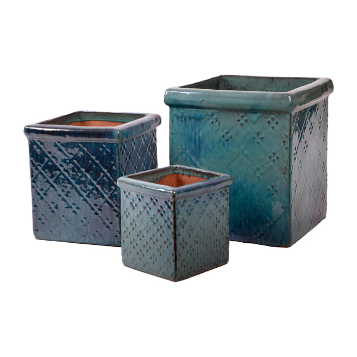 Set 3 vasi cubo - Colore Verde - 68xH40x36cm - Bianchi Dino