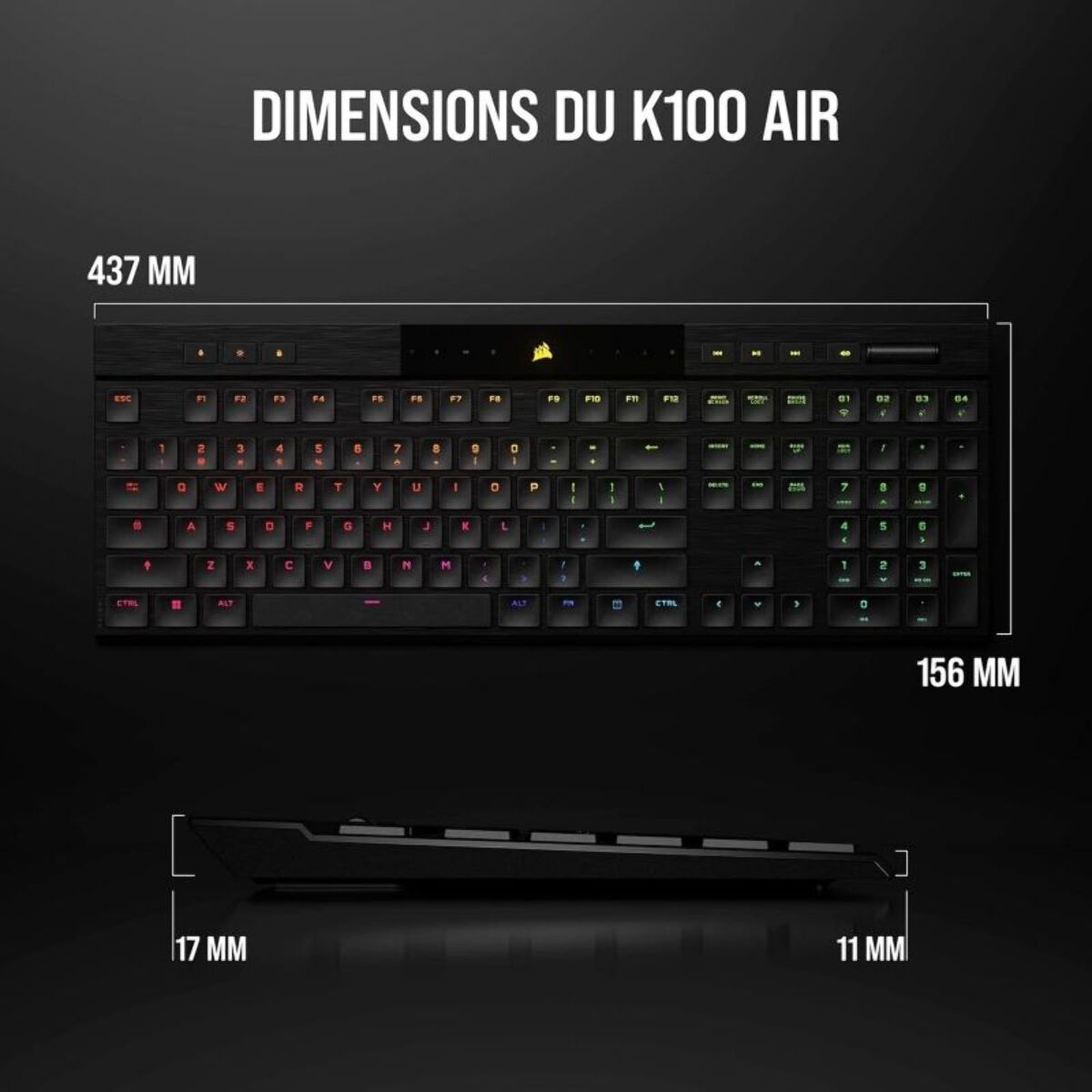 Clavier gamer sans fil CORSAIR K100 AIR Wireless