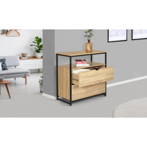 Commode Memphis 2 tiroirs + 1 étagère