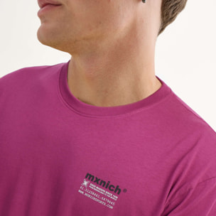 Camiseta MUNICH ollie streetwear hombre de algodón orgánico fucsia