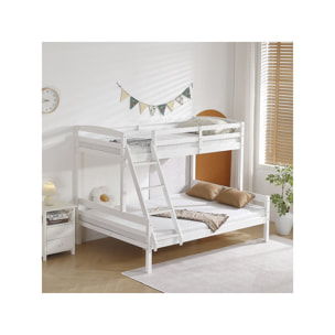 Lit Superposé en bois enfant  "Léa" - Blanc