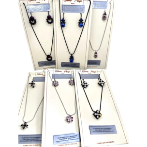 Conjunto collar y pendiente dormilona en plata 10µ gun y cristal Sw _random