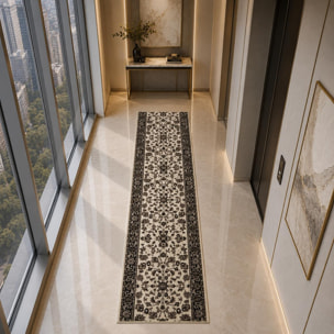 Tapis SILO motif traditionnel oriental beige et noir