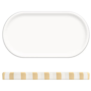 Plateau Strio 24cm rayures orange blé en grès