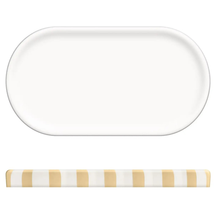 Plateau Strio 24cm rayures orange blé en grès