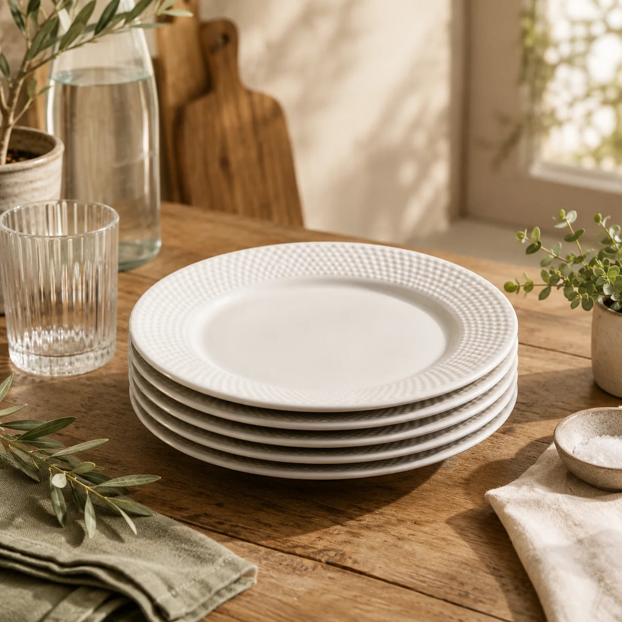 Lot de 6 assiettes plates en porcelaine