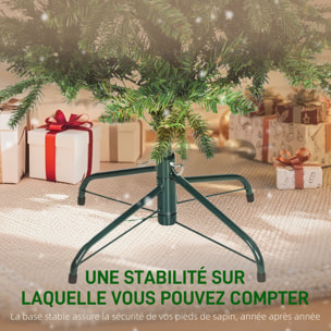 Sapin de Noël artificiel LED x 200 blanc chaud 8 modes H.180 cm 605 branches support vert
