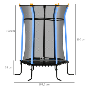 Cama Elástica Infantil de Jardín Ø163,5 cm Trampolín para Niños de +3 Años con Red de Seguridad y Marco de Acero para Interior Exterior Carga 50 kg Negro y Azul