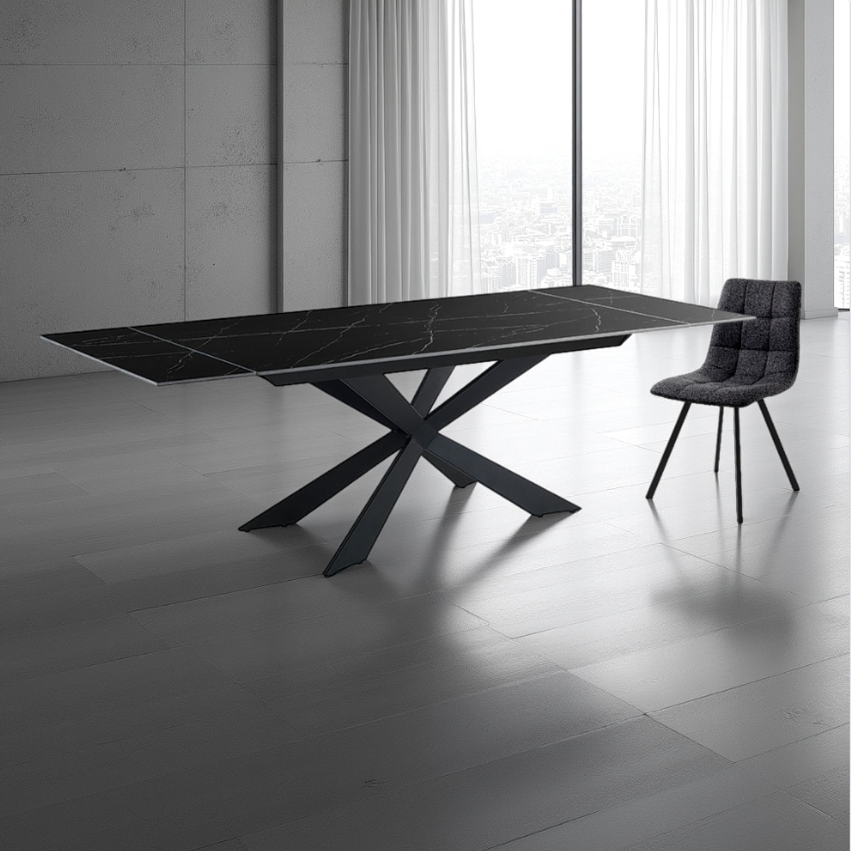 Tomasucci Table extensible MELVIN EVO 120 BLACK MARBLE - NOIR