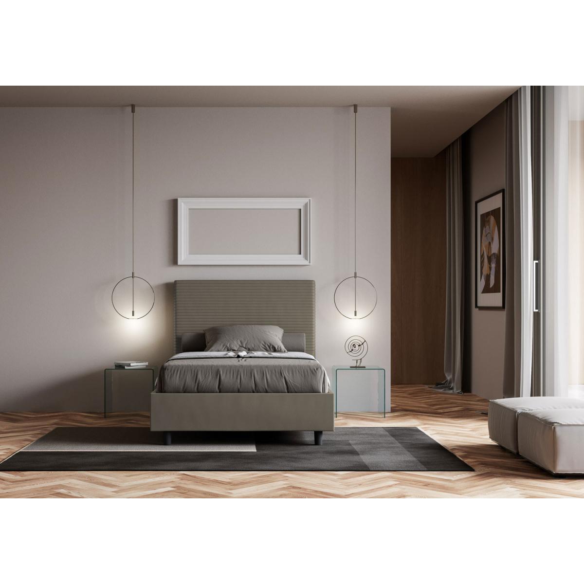 Letto una piazza e mezza senza rete imbottito 120x210 similpelle cappuccino Focus