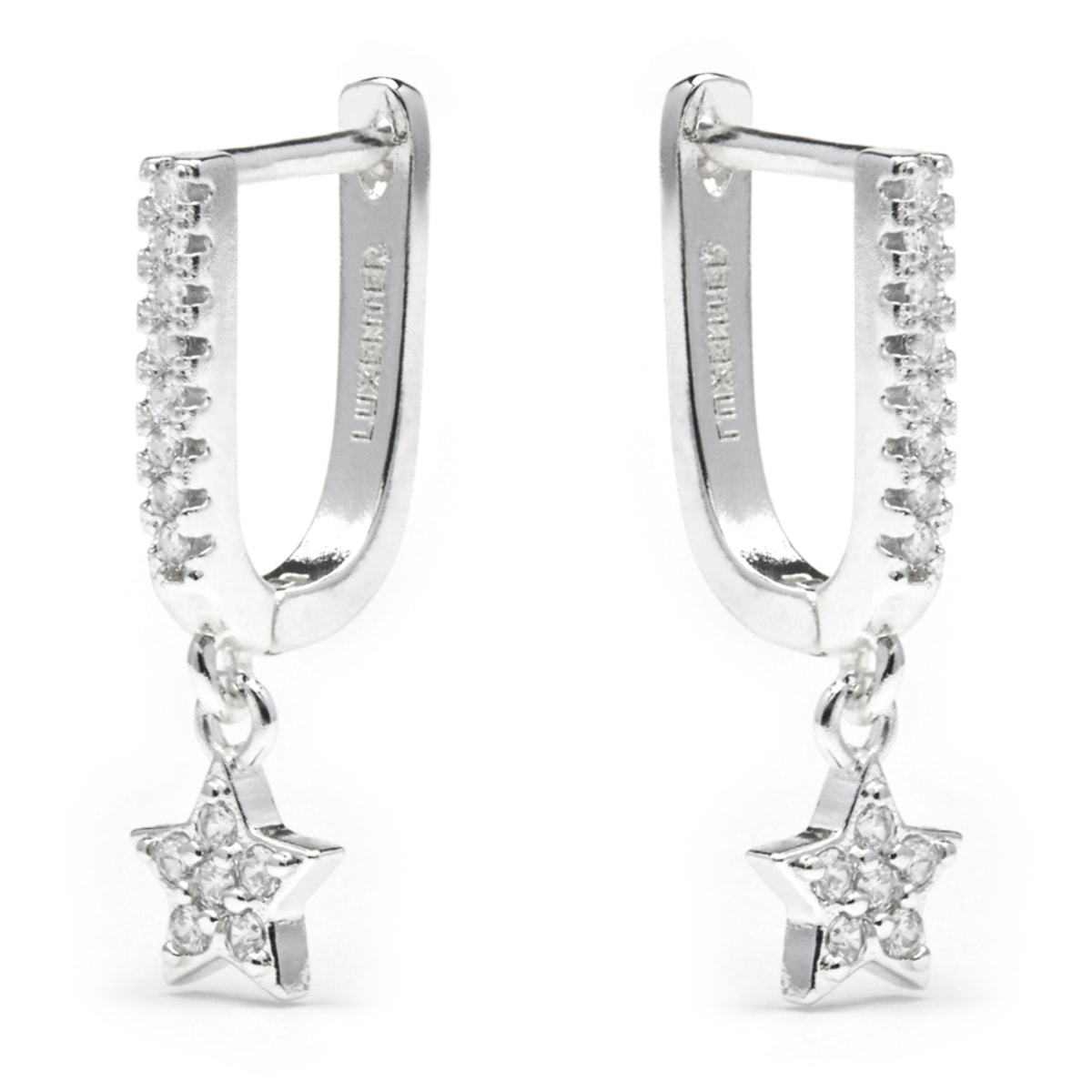 Pendientes acabado plata y Circonita Brillante