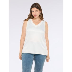 Fiorella Rubino - Top bimaterial con escote en V - Blanco