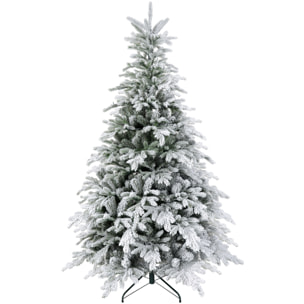 HOMCOM Albero di Natale Innevato con 1321 Rami Ignifughi, in Plastica e Metallo, Ø115x180 cm, Verde