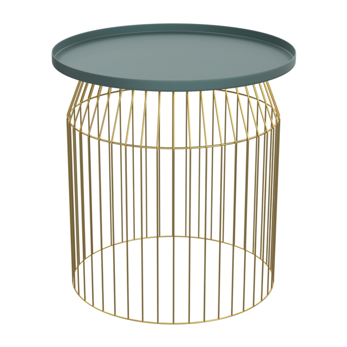 Tables d'appoints rondes en métal bleu gris et laiton (lot de 3) - Palombe