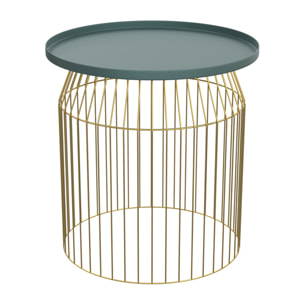 Tables d'appoints rondes en métal bleu gris et laiton (lot de 3) - Palombe