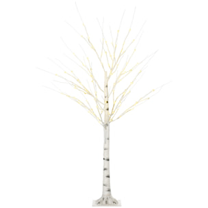 árbol de Abedul 150cm con 96 Luces LED IP44 Ramas Flexibles para Interior Blanco