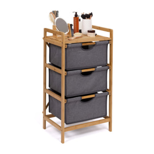 Meuble multi rangements Maya 3 tiroirs en bois et tissu