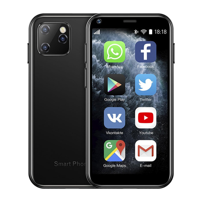 DAM Mini smartphone XS11 3G, Android, 1GB RAM + 8GB. Pantalla 2,5''.Doble tarjeta SIM. 4,3x0,9x8,5 Cm. Color: Negro