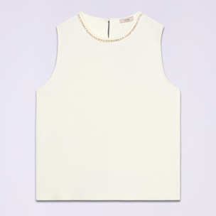 Oltre - Top fluido con aplicaciones decorativas - Blanco