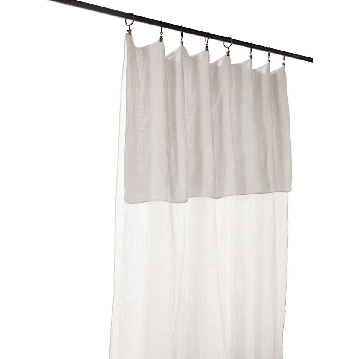 Rideau uni Ajustable 100% gaze De Coton + 8 Anneaux Pince Chantilly