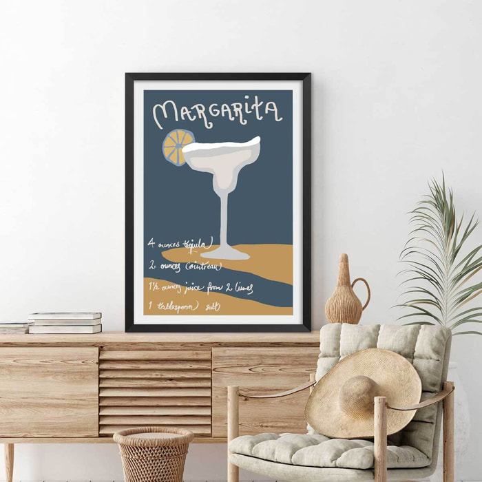 Affiche  pause margarita Affiche sous cadre noir