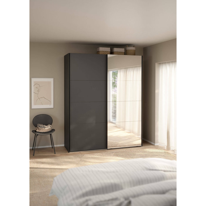 Guardaroba 2 ante Malakas, Mobile camera da letto, Cabina armadio portabiti, Armadio appendiabiti, 179x65 h220 cm, Grigio