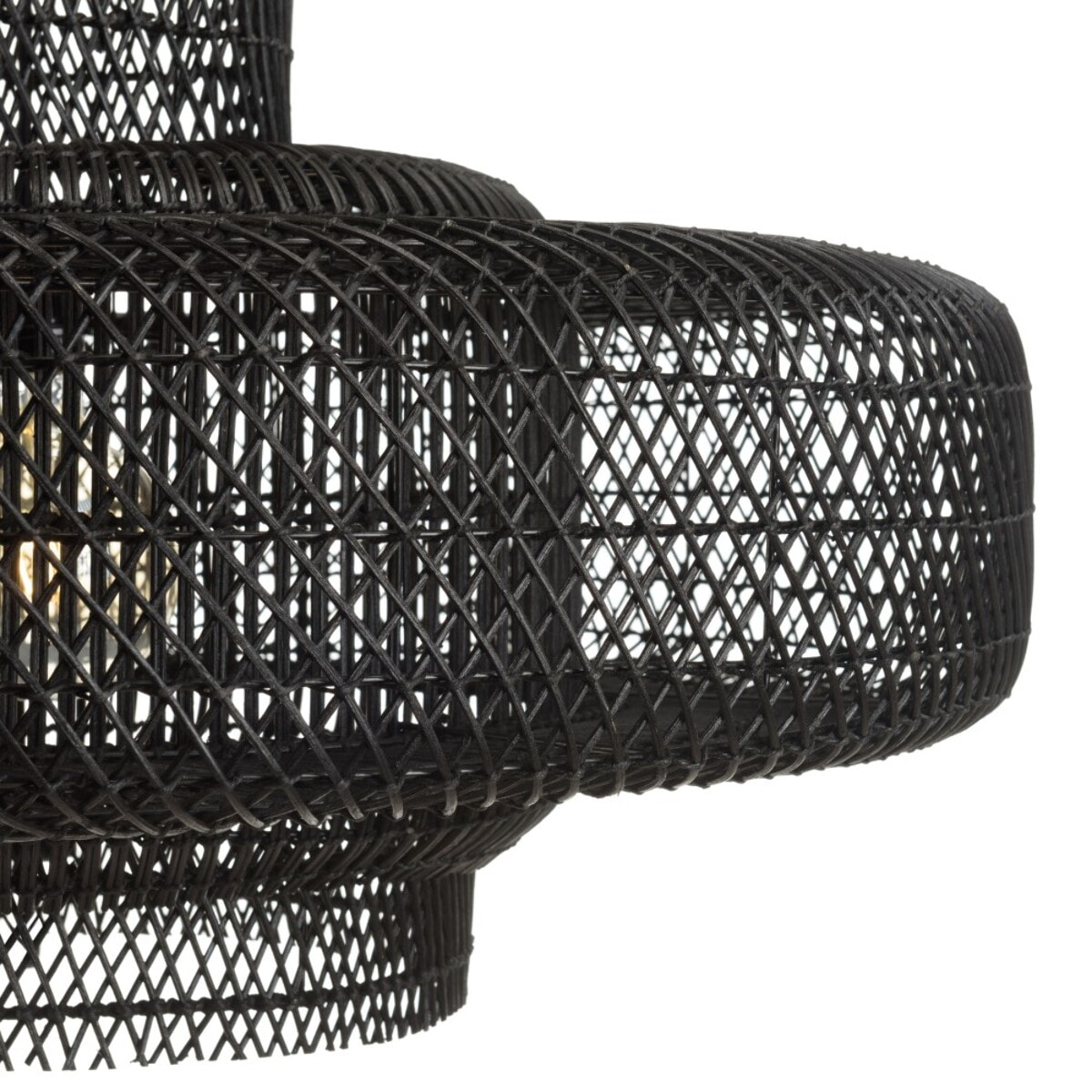 SIXTINE - Suspension 'double' 90x90cm en rotin couleur noire et teck