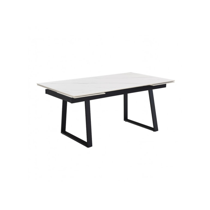 Table extensible en céramique marbre blanc L160/240cm - 9 piètements - UNIK