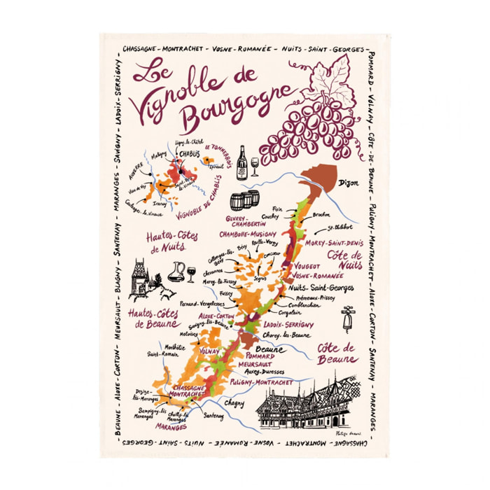 Torchon La Carte Des Bourgognes