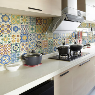 Stickers muraux - Sticker Mural Carrelage adhésif Cuisine Salle de Bain - 60 STICKERS CARREAUX DE CIMENT AZULEJOS SYLVIO