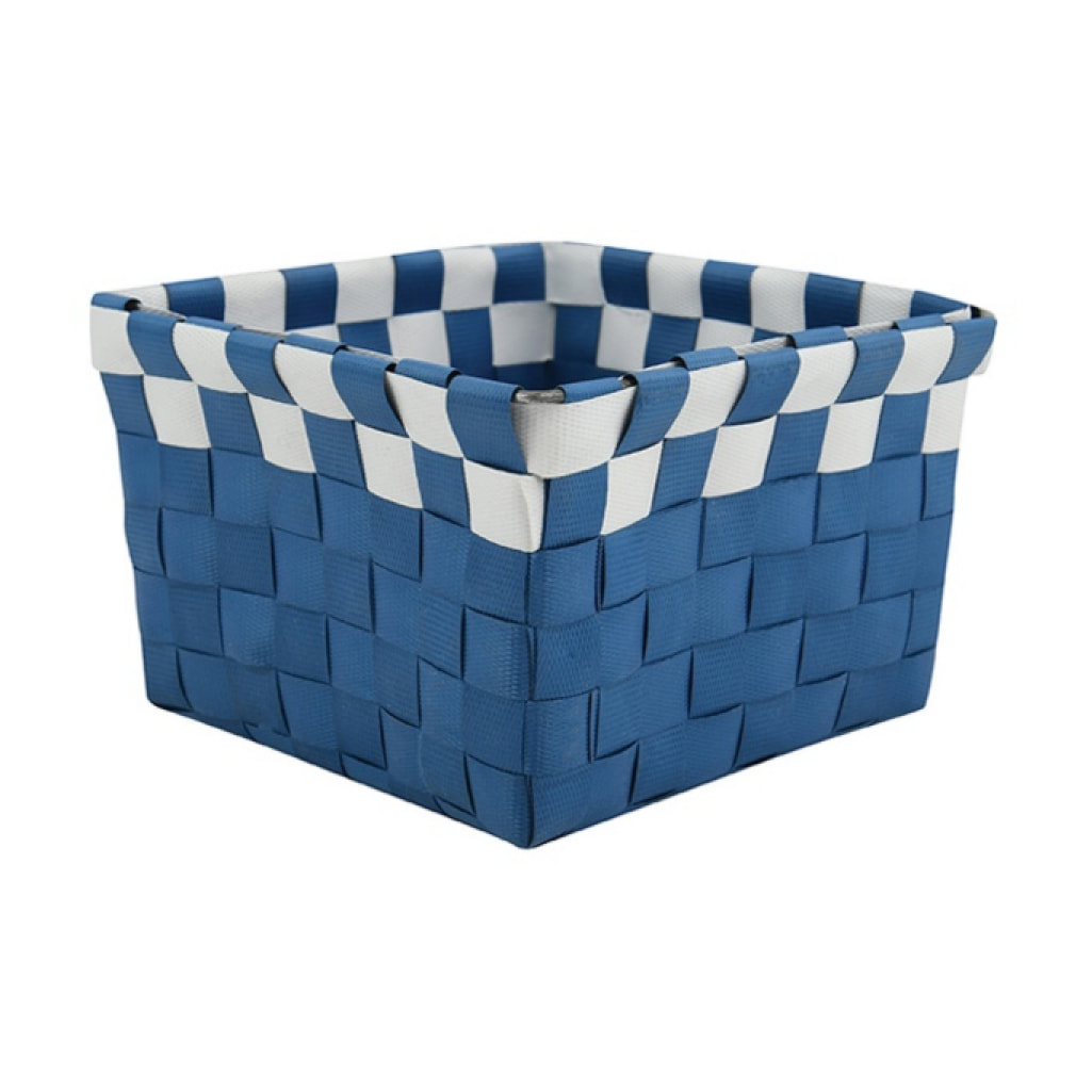 Panier de rangement 19x14x8cm Bleu Marine & Blanc MSV