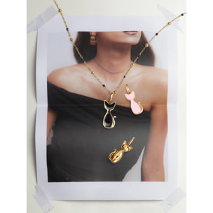 Charm Salem Cat Enamel Pink Placcato Oro