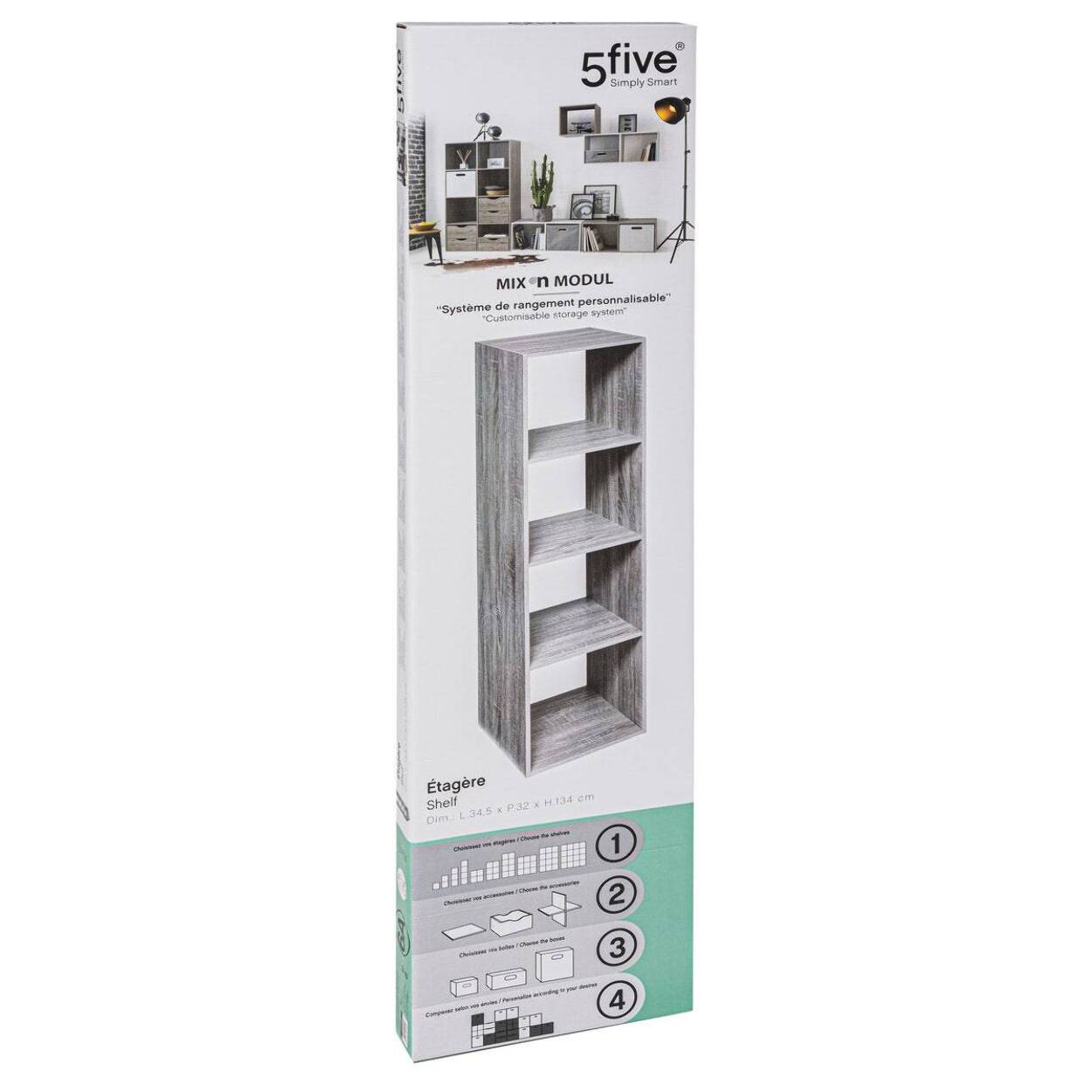 Estante de 4 compartimentos Top Mix Gris