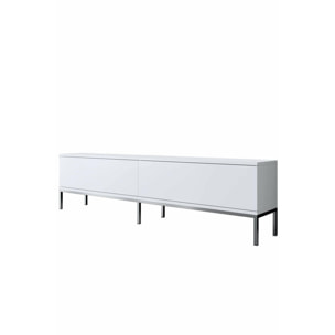 Mobile porta TV Dpetrell, Credenza da soggiorno, Armadio basso per TV, Base parete attrezzata, 180x30h47 cm, Bianco e Argento