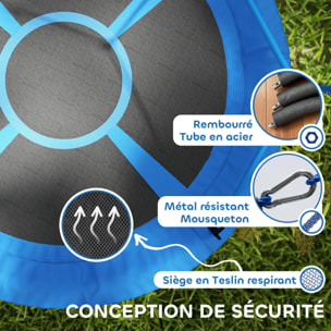 Balançoire nid d'oiseau hauteur réglable charge 200 kg 80 cm bleu