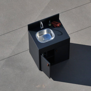 Module de cuisine extérieure acier évier et 2 portes L80cm THIRA