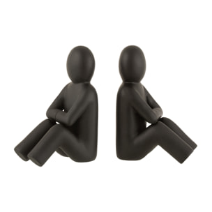 J-Line serre-livre - polyrésine - noir - set de 2