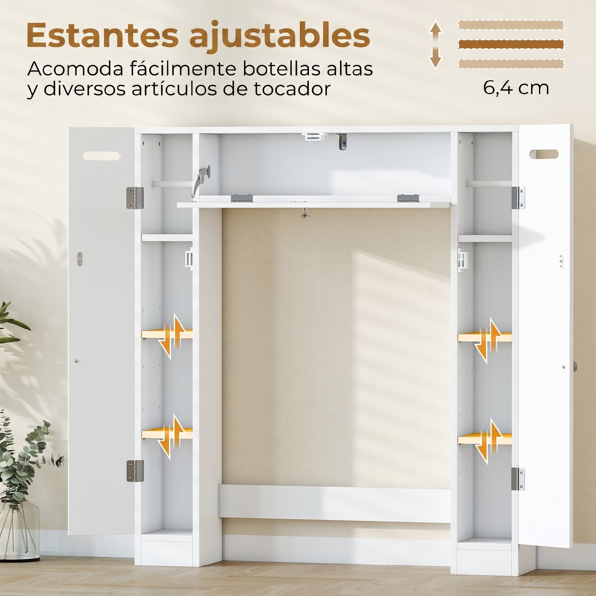 Mueble sobre Inodoro, Armario sobre Inodoro, Mueble de Baño con 2 Armarios Laterales, Cajón Abatible, Portapapeles, Estantes Ajustables, para Lavanderías, Espacios Pequeños, 88x18x98 cm, Blanco