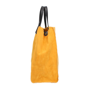 Borsa a mano da donna Made in Italy - Modello Novara Lux - Pelle Scamosciata - 34.5 x 32.0 x 17.0 cm