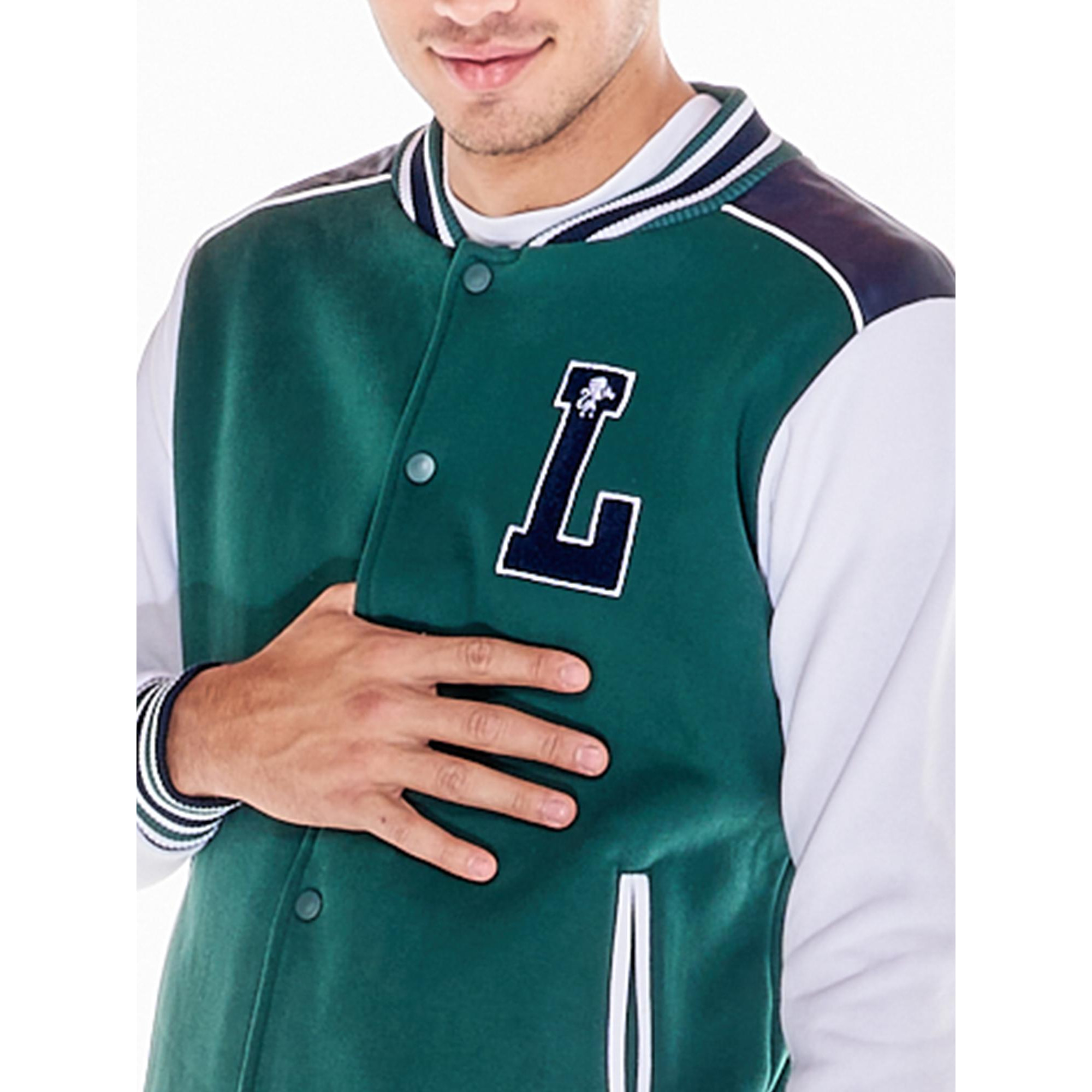 Chaqueta bomber universitaria con botones para hombre