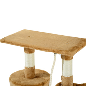 árbol de Gatos de Madera Felpa y Sisal 30x55x96cm Marrón