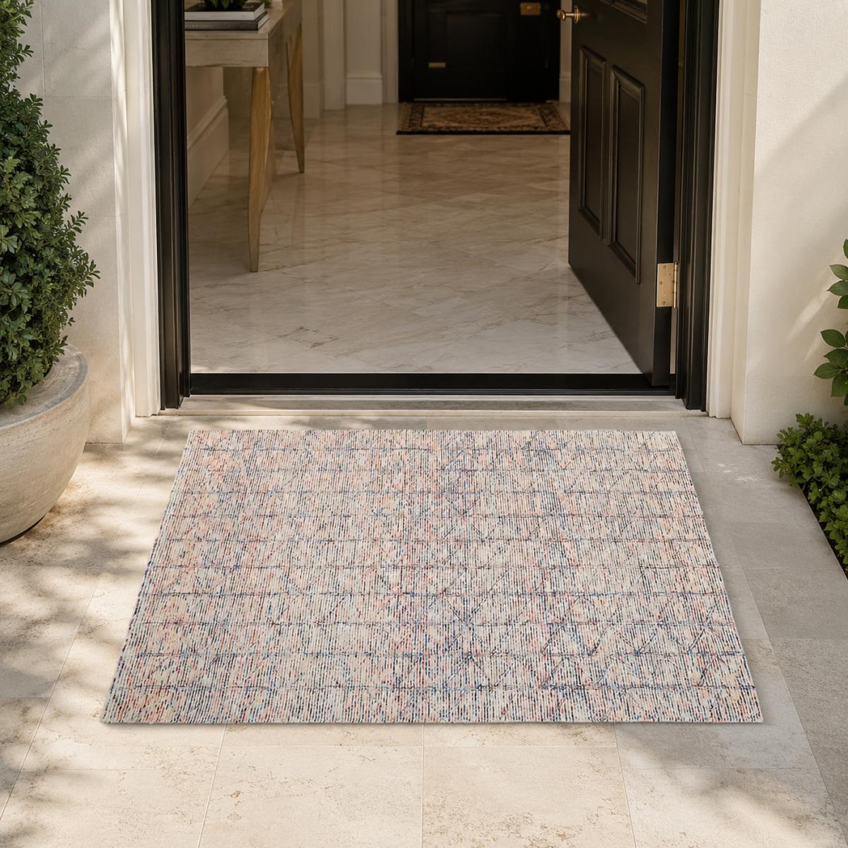Tapis salon et chambre fait à la main en laine motif faux uni VIGU
