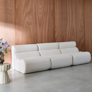 Lot de 3 chauffeuses bouclette texturée blanc 1 place - L 81 x P 99 x H 75cm - Nova