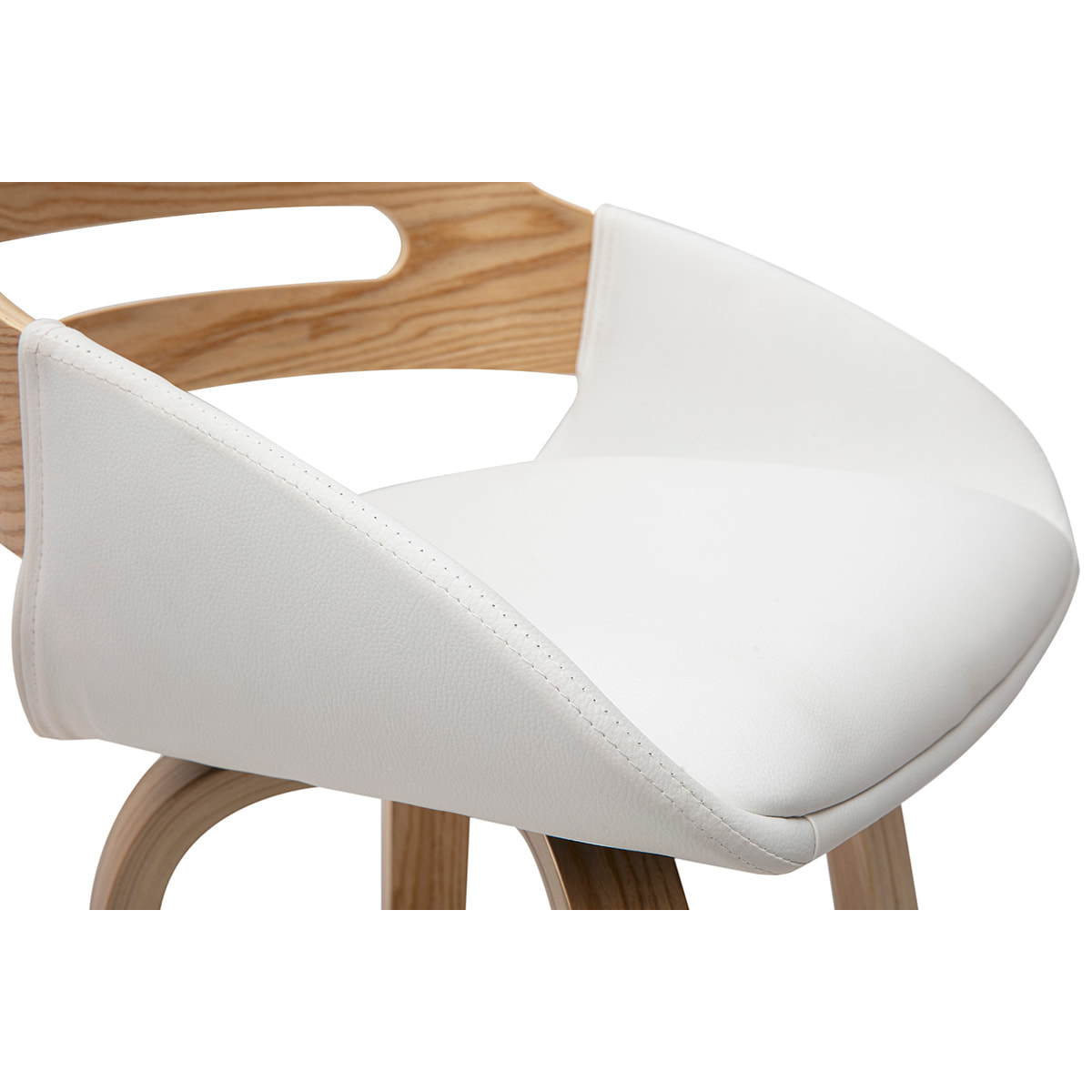 Tabourets de bar scandinaves pivotants blancs et bois clair H65.5 cm (lot de 2) PERNIK