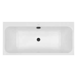 Baignoire droite 180 x 80 VILLEROY & BOCH Architectura + Vidage de baignoire WIRQUIN noir