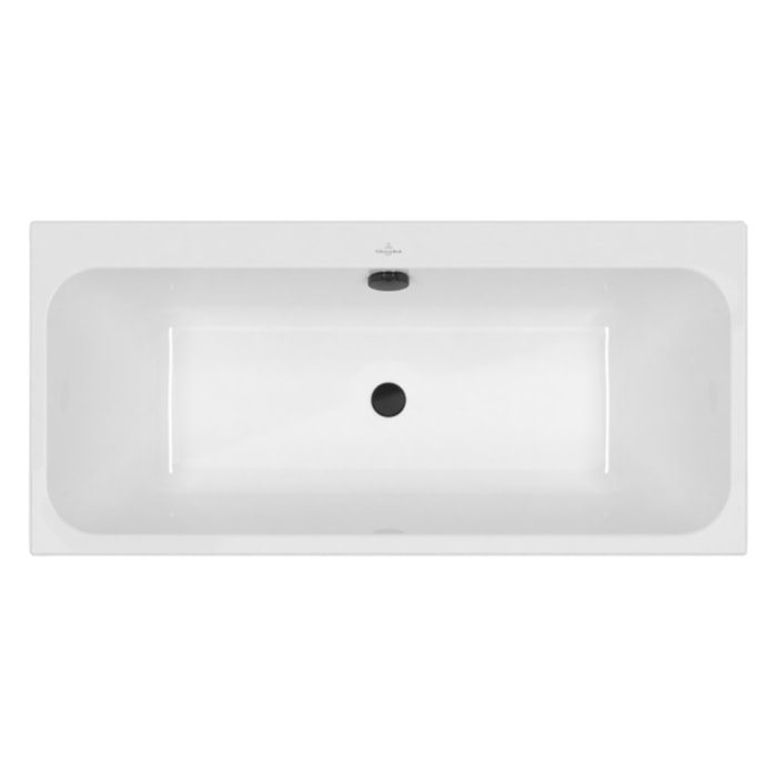 Baignoire droite 180 x 80 VILLEROY & BOCH Architectura + Vidage de baignoire WIRQUIN noir