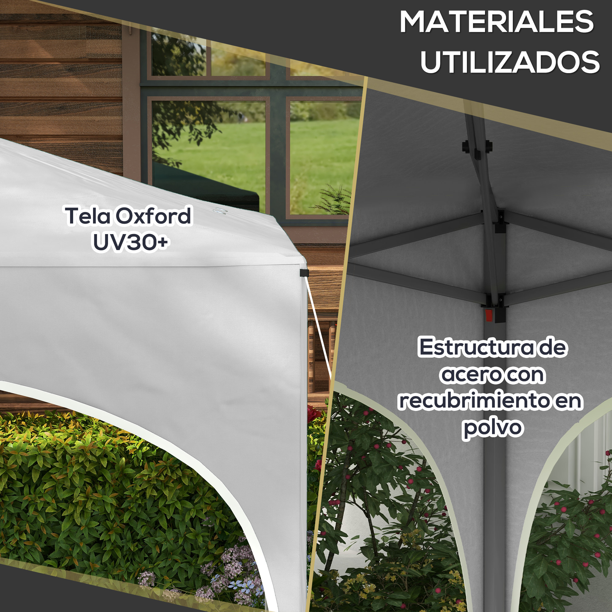 Carpa Plegable 3x3 m Cenador de Jardín Altura Ajustable con Bolsa de Transporte Impermeable Anti-UV y Bolsas de Arena para Exteriores Jardín Patio Blanco