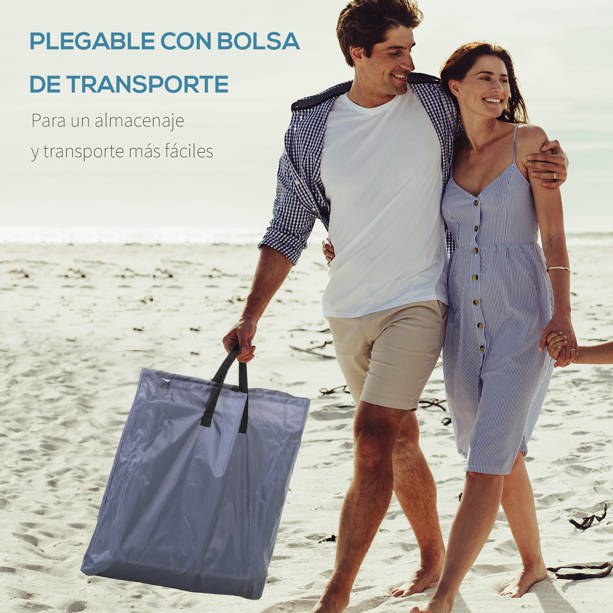 Conjunto de 2 Esterillas de Playa Plegable Esterillas con Respaldo Reclinable en 5 Niveles Reposacabezas y Bolsa de Transporte 134x48x33-43 cm Gris