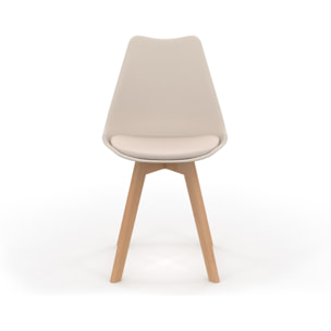 Chaises Nordia beige pieds bois - lot de 6